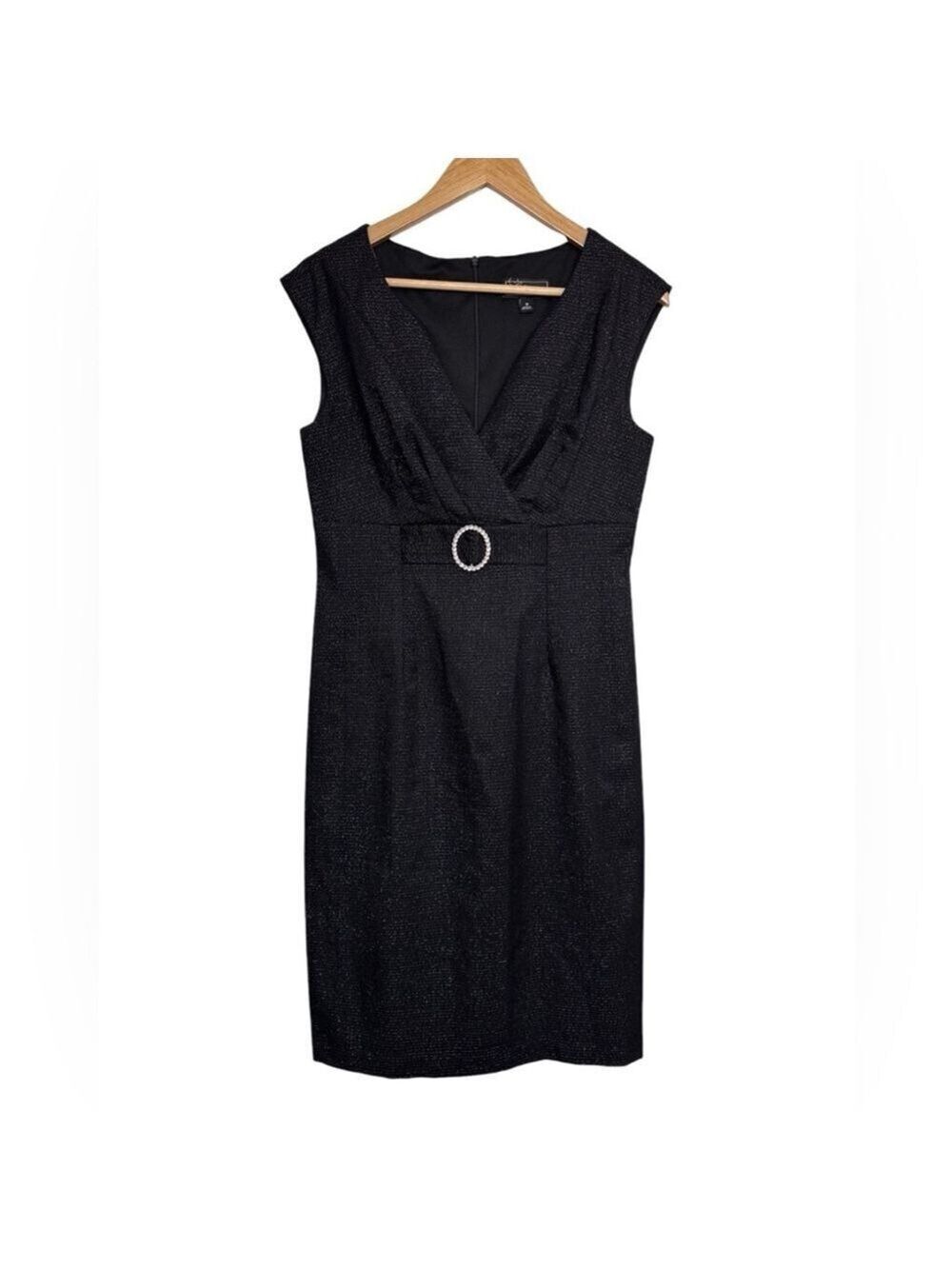 Dress Barn Midi Sleeveless Dress Black with Silver Sparkle Size 10